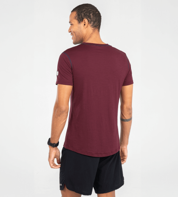 T-SHIRT LAINE MERINOS 145 H BORDEAUX