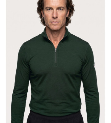 Base layer demi zip laine mérinos homme 240H vert Forest  - OGARUN